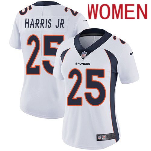 Women Denver Broncos 25 Chris Harris Jr White Nike Vapor Limited NFL Jersey